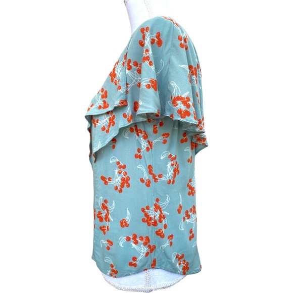 MAEVE by ANTHROPOLOGY Boho Style Cherry Print Top. Size 6 - Picture 3 of 6